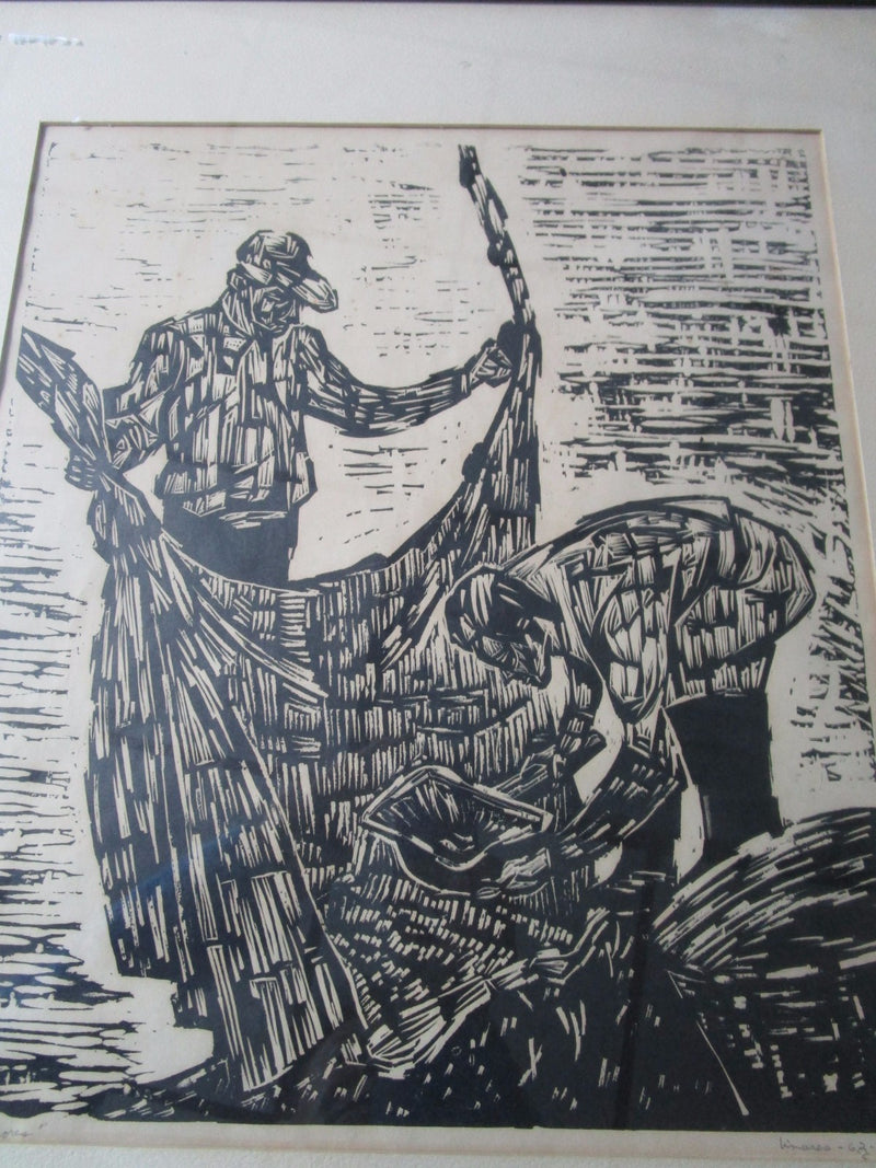ERNESTO BUTTERLIN AKA LINARES 1917-1964, GERMAN/MEXICAN, LITHOGRAPH "PESCADORES"