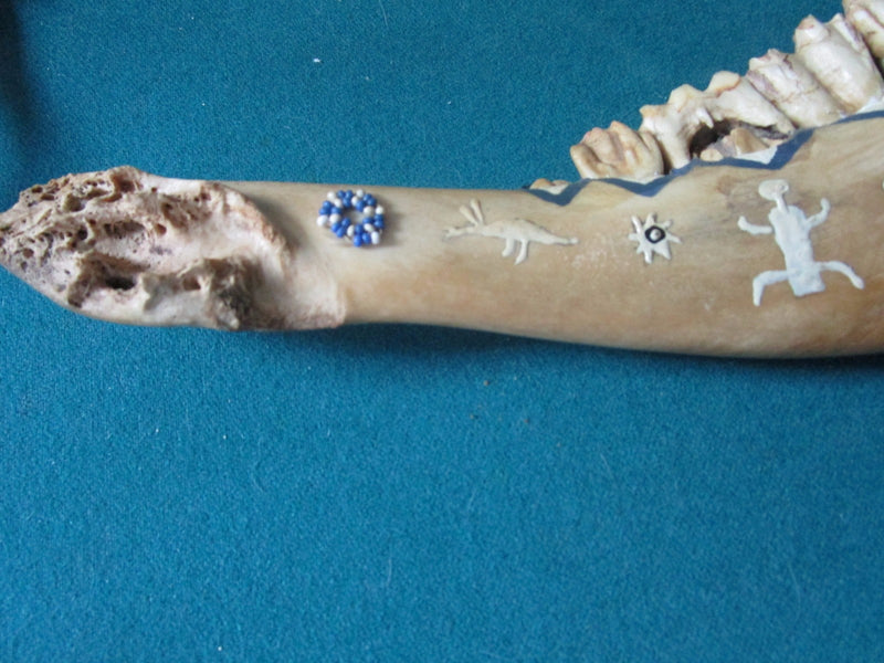 JAWBONE HANDPAINTED WITH AMERICAN INDIAN/MEXICAN DETAILS