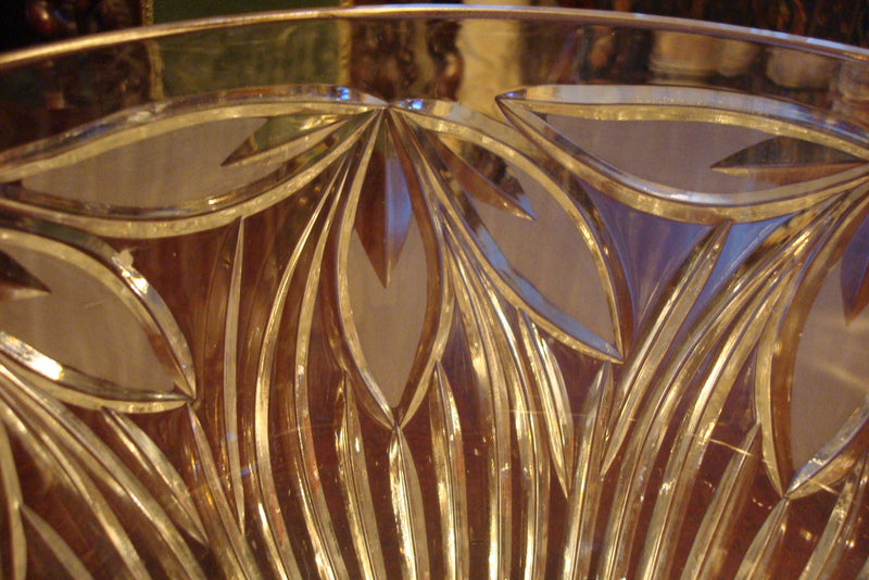 Crystal Bohemian cut Glass large round Bowl, very classy [a*5]