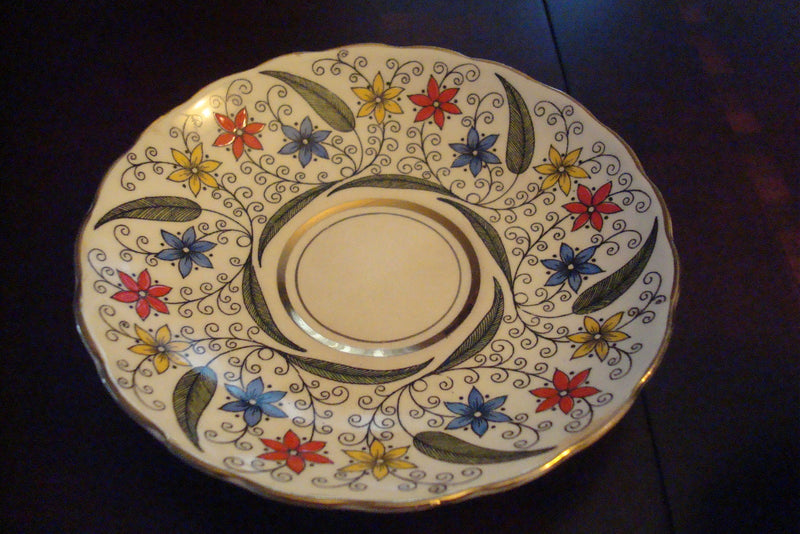 Rosina Mid Century England cup and sauce,  flowers and touches of gold [91]