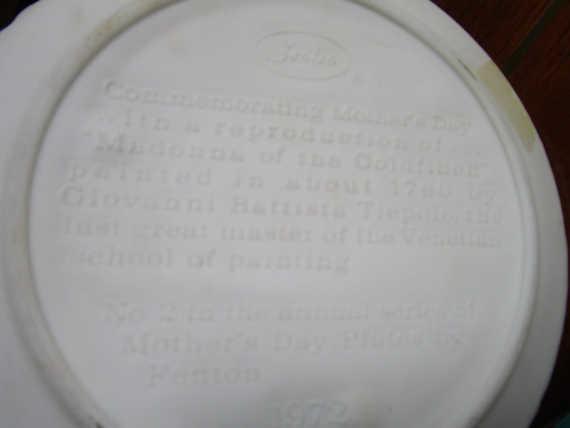 Fenton Mother's Day Milk Glass 2 Plates, Blue And White [am6]