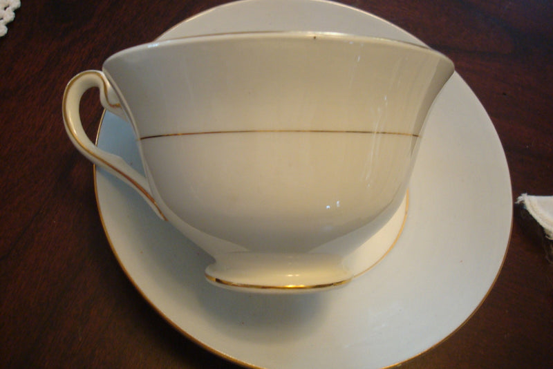 Rosina cup and saucer made in England, cup is white outside, roses [A5#3]