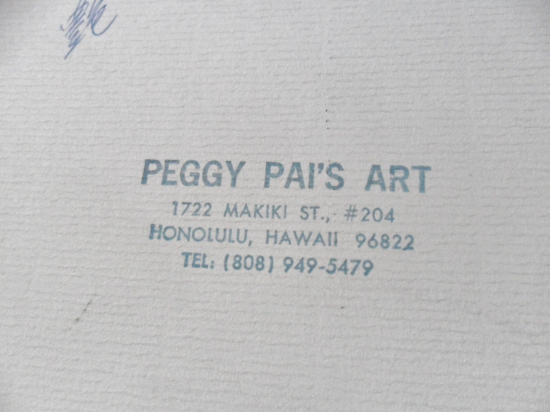 Peggy Pai, "Four Flowers" original oil on board, dedicated by artist on back