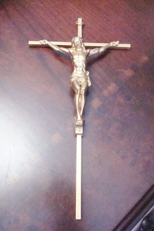 Brass Wall crucifix Large wall cross , beautiful repousse work
