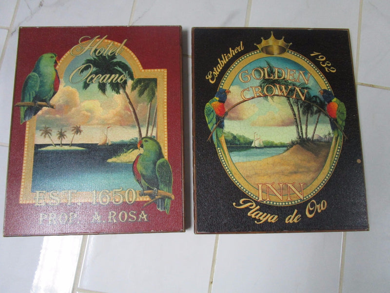 Pair Of Latin American Hotel  Vintage Signs On Board