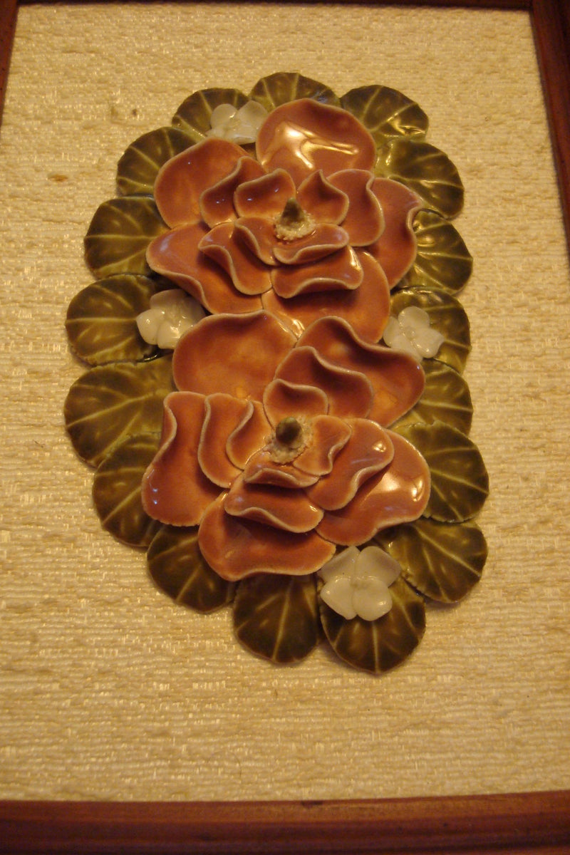 Ceramic flowers in frame on Plyex Grumbacher Canvas Board,wooden frame[passill]