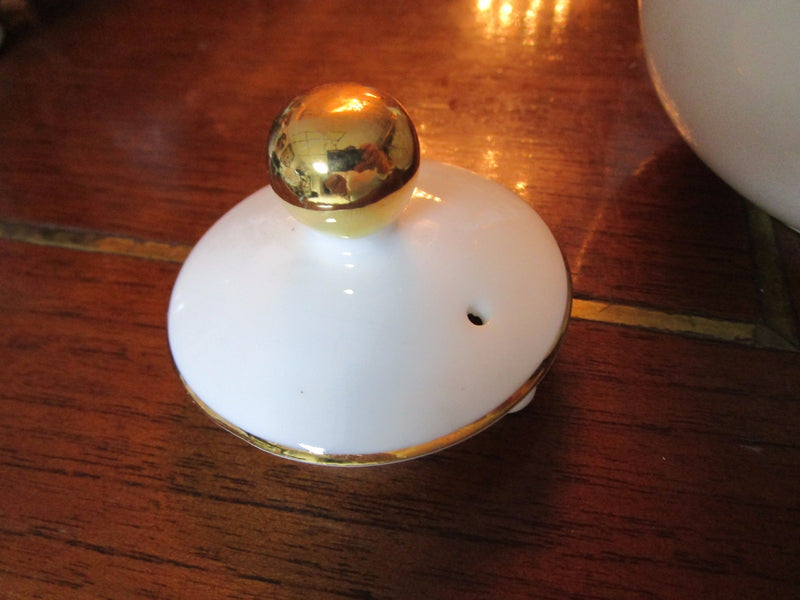 Vintage Royale Stratford England Nesting Teapot With Cup Gold Rim Orig TP4]