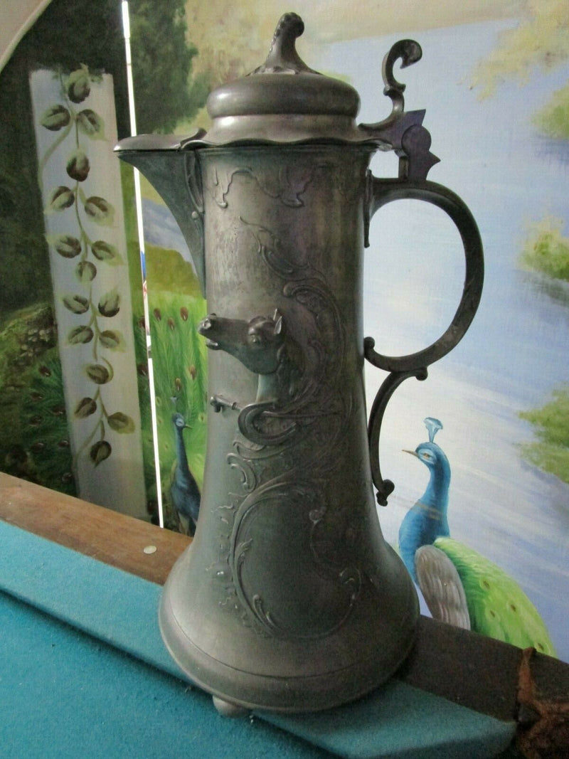 KAYSERZINN PEWTER BOAR HORSE STAG TANKARD AND CUPS - TRAY-CUPS W/ INSERT PICK1