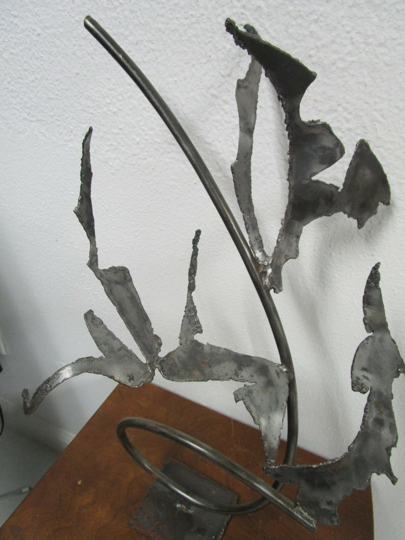 Contemporary Metal Abstract Modern iron Art Sculpture 19" tall, signed FM RARE