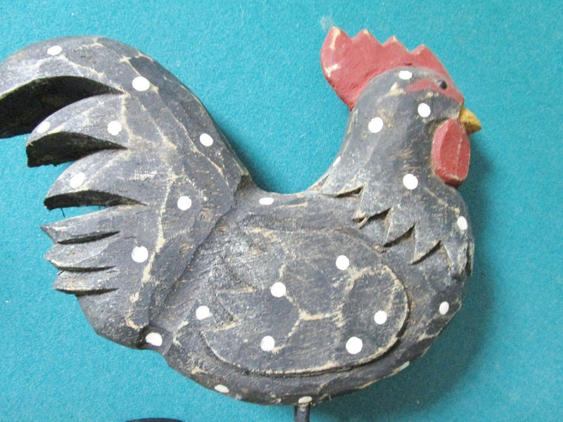 Rooster handpainted and handcarved wooden sculpture 14" x 4" CARVED ```