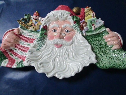 Fitz & Floyd monumental tray Christmas Santa with candies treats 23" [top200]