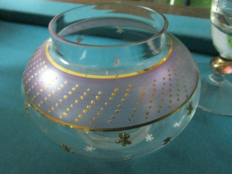 BOHEMIAN CZECH PURPLE CRYSTAL GOLD DECANTER WITH STOPPER AND BOWL PICK1