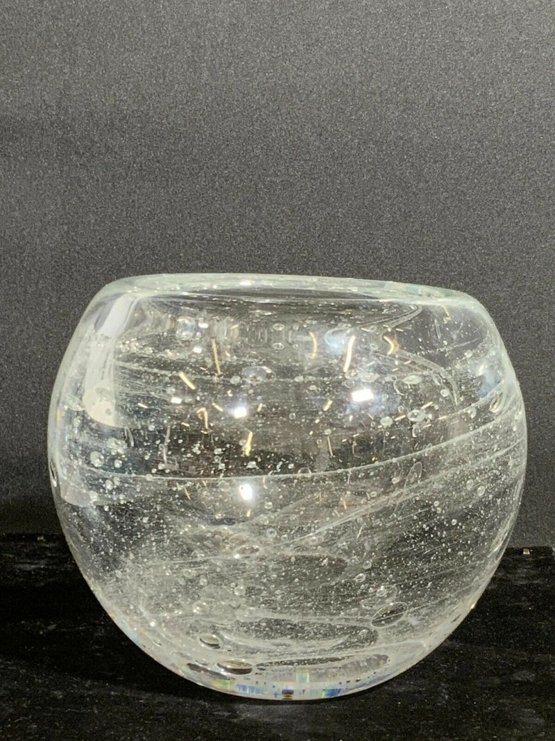 DEEBLE Signed Clear Bubble Glass Bowl / Vase 5 X 6" [aC]