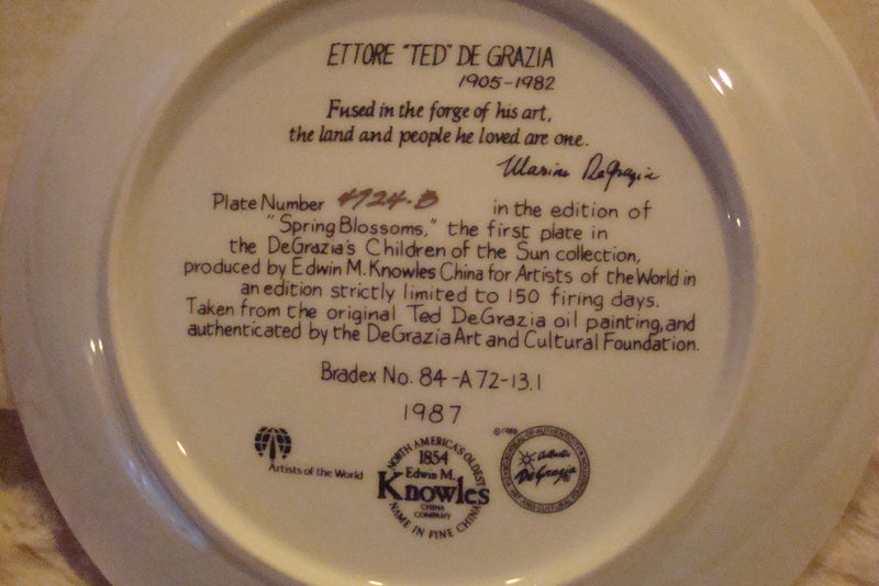 De Grazia "Spring Blossom" '87, Children of the Sun Collector Plate original ^^
