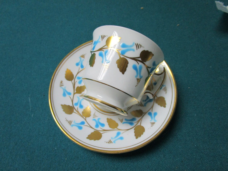 Royal Chelsea, England, cup and saucer turquoise and gold [a5#3]