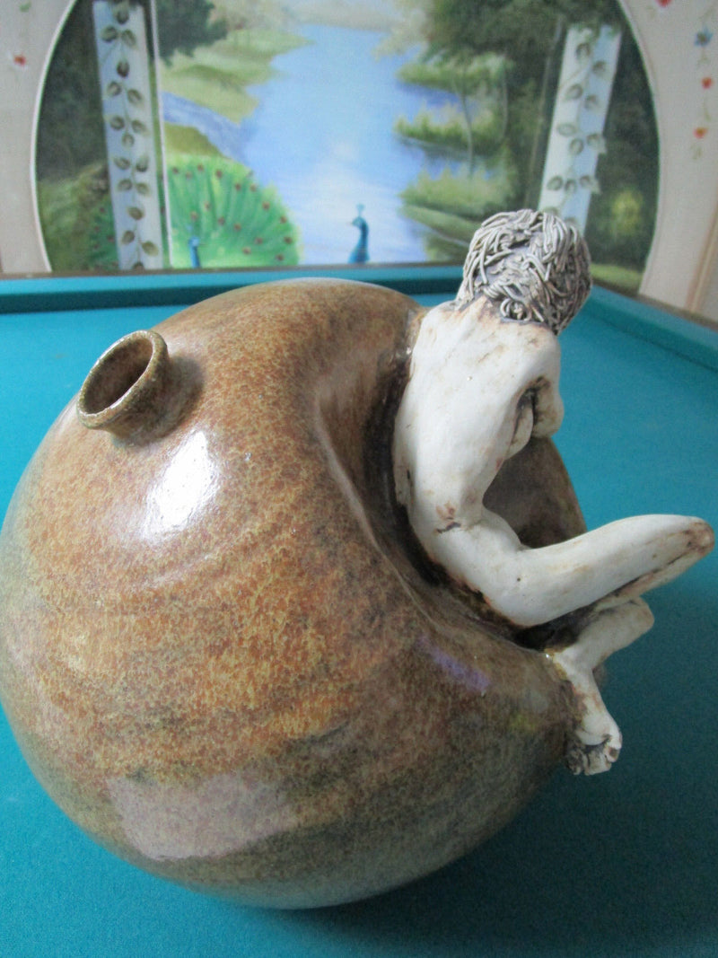 EXOTIC MONUMENTAL VASE JAR NUDE SCULPTED WOMAN BY STEPHENS MODERN