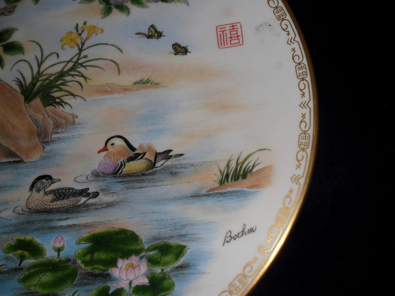 Edward Marshall Boehm Collector Plate Chinese Pond "Happiness" Signed Original