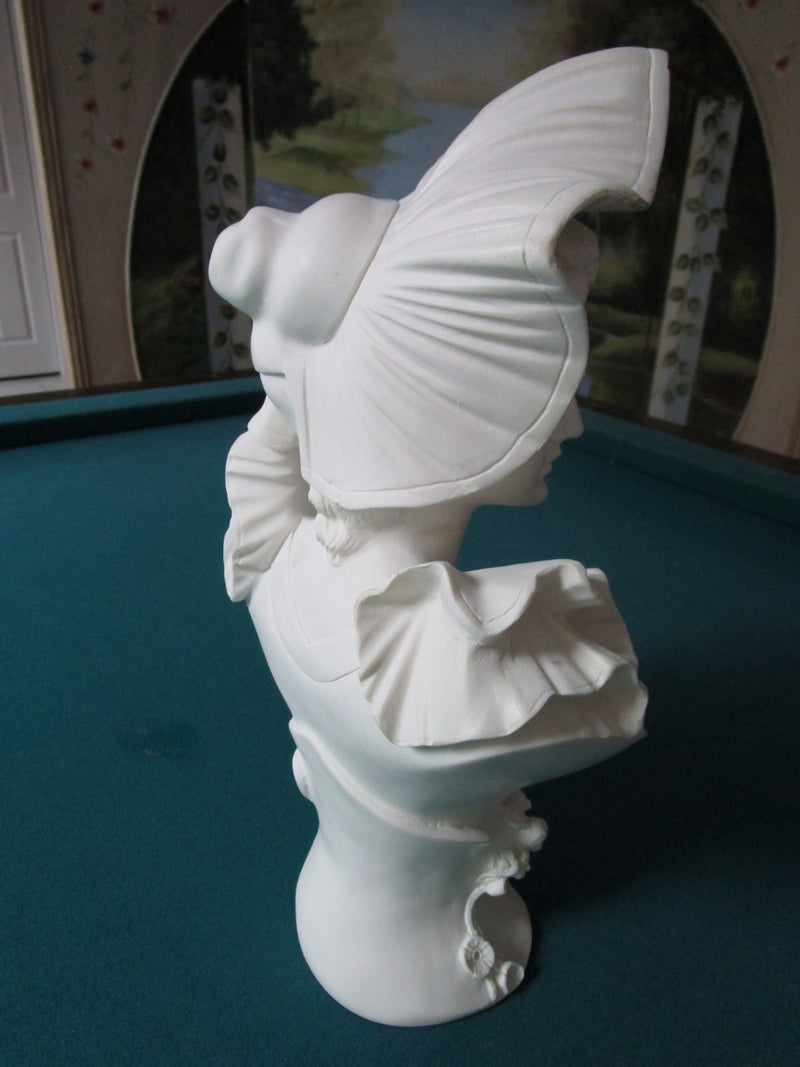 Vintage Nouveau ITALIAN Lady Bust Statue Chalkware Plaster French Maiden 14"