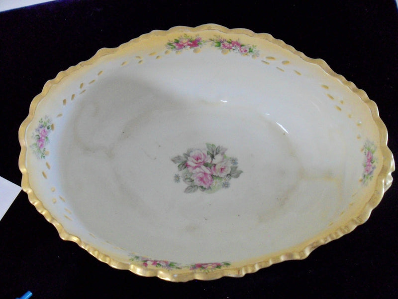 Mid Century center piece, bisque flowers and gold, MADE IN JAPAN