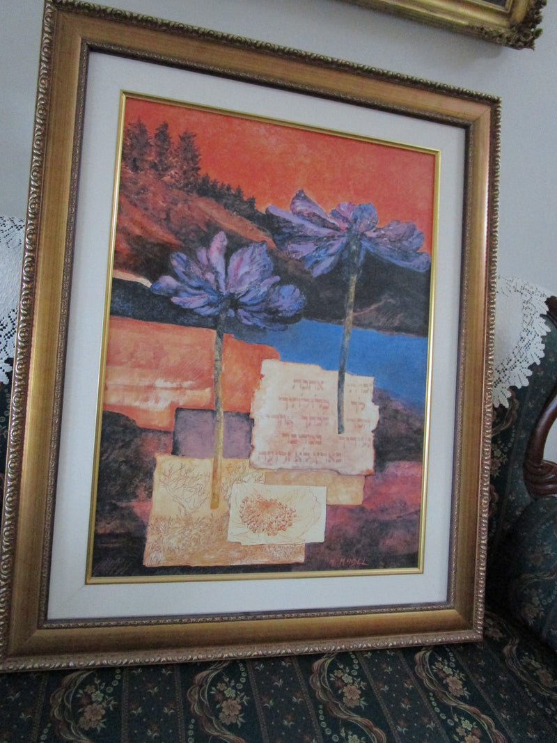 JEWISH LANDSCAPE M. Mandel oil on canvas painting professionlly framed
