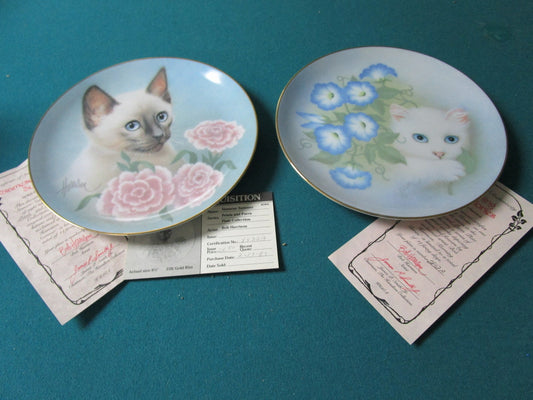 CAT'S PLATES (2) "Siamese Summer" "Morning Glory"NIB, with certs [AM11]