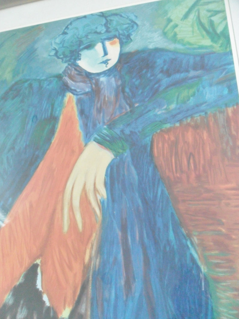 Barbara A. Wood Artist Proof large Lithograph "Pensative Woman" signed in pencil