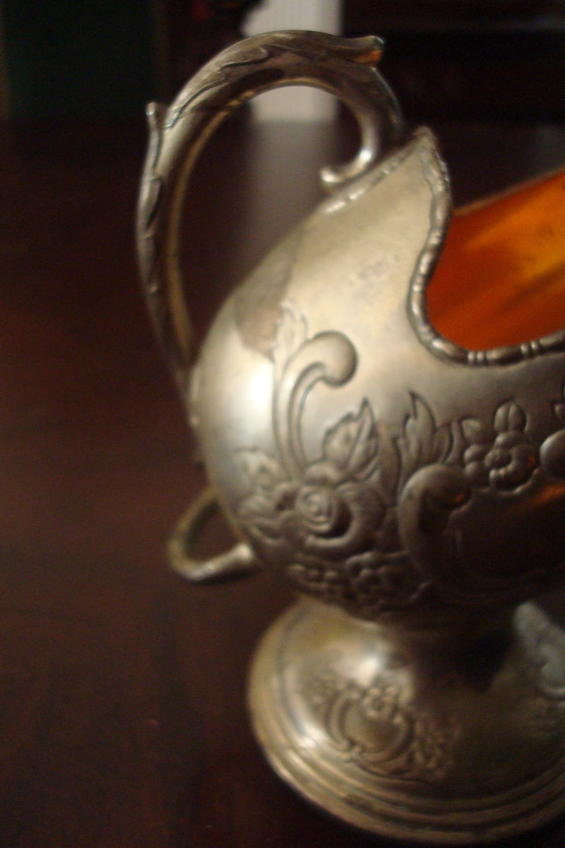 Raimond Silverplate/Goldplate Vintage Pedestal Scuttle Sugar cubes/nuts Bowl ^^^