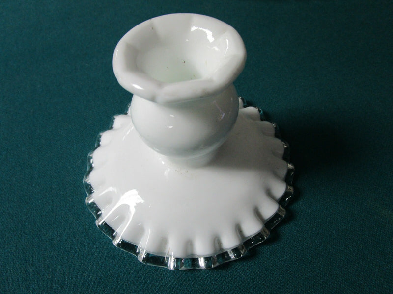 Fenton Silver Crest  3 Pcs, Candle Holders & Candy Dish Silver Crest [130M]