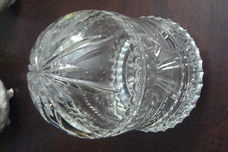 Crystal clear covered candy dish, AMERICAN brilliant period