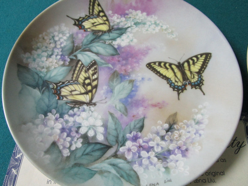 Lena Liu collector plates (2) "Western Tiger" and "Monarch ButterflES" [AM11]