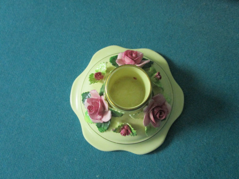 Adderley England Candle Holder "Floral" Pattern with Ceramic Flowers [95e]