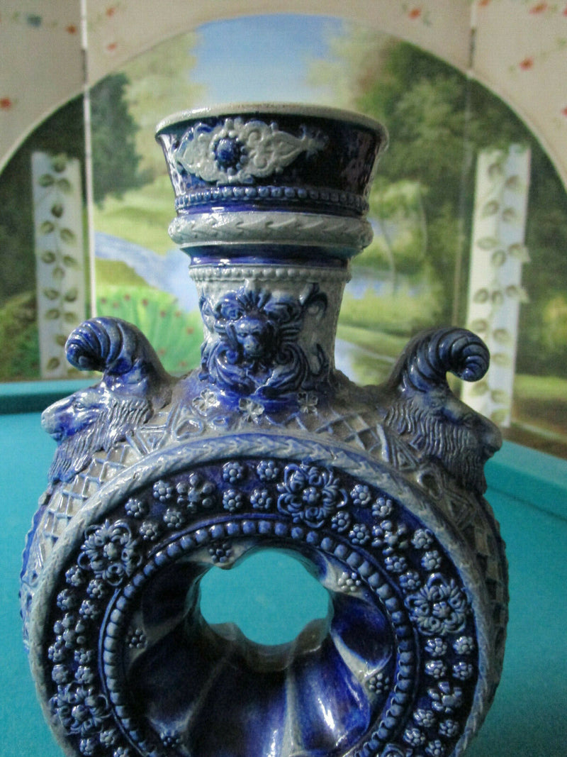 Antique Westerwald German RING JUG stoneware blue grey salt glazed pottery PICK