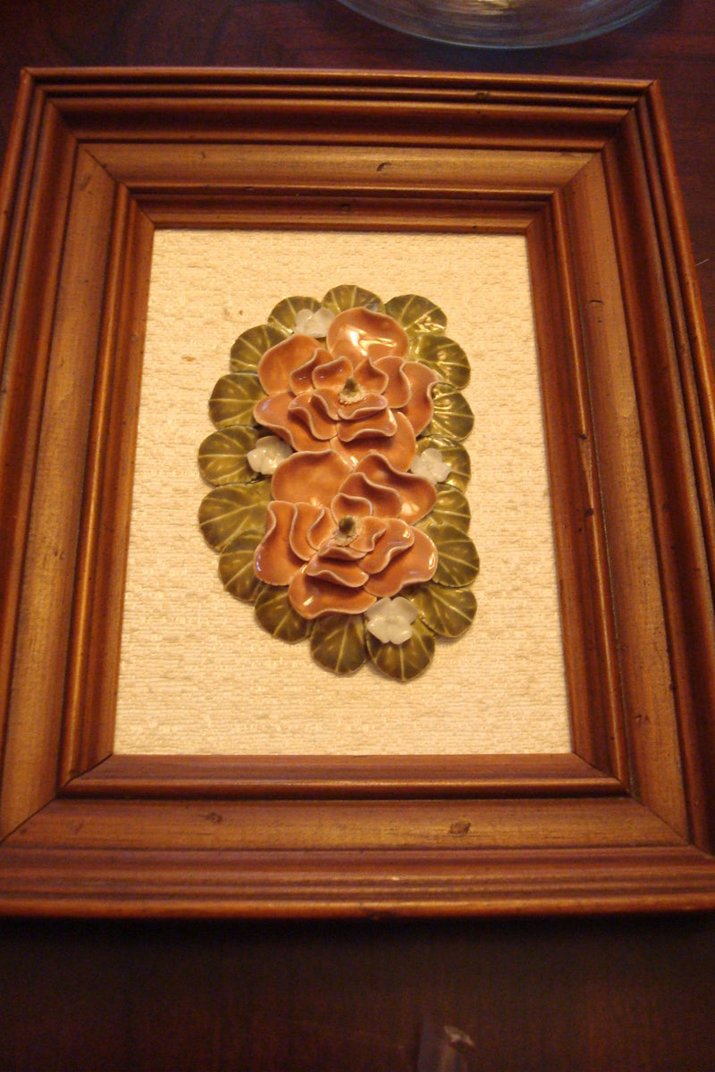 Ceramic flowers in frame on Plyex Grumbacher Canvas Board,wooden frame[passill]