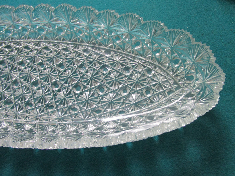 Bohemian cut glass dish oval,  16 1/2 x 6 1/2"[a*5]
