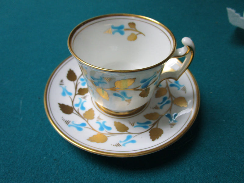 Royal Chelsea, England, cup and saucer turquoise and gold [a5#3]
