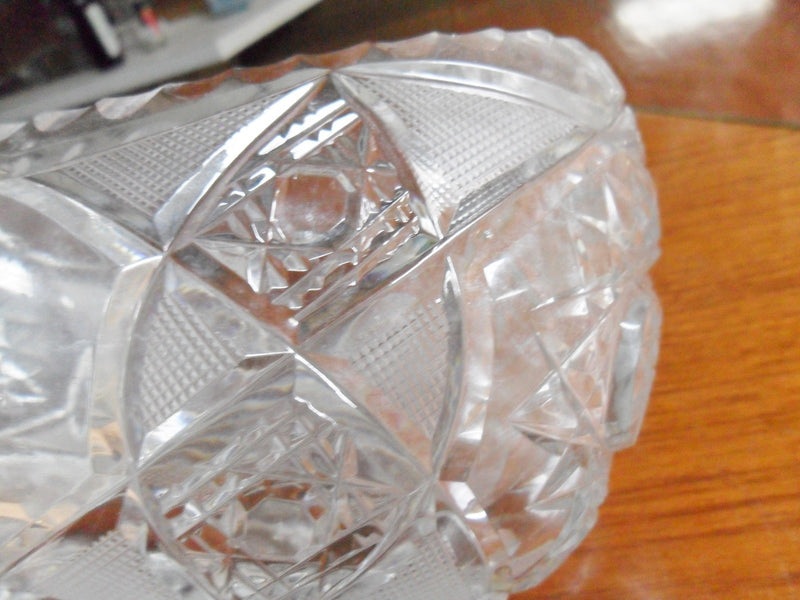 Czechoslovakia Bohemia boat bowl CENTERPIECE crystal hand cut