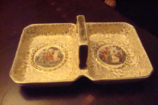 Antique Empire England double dresser VANITY tray [140E]