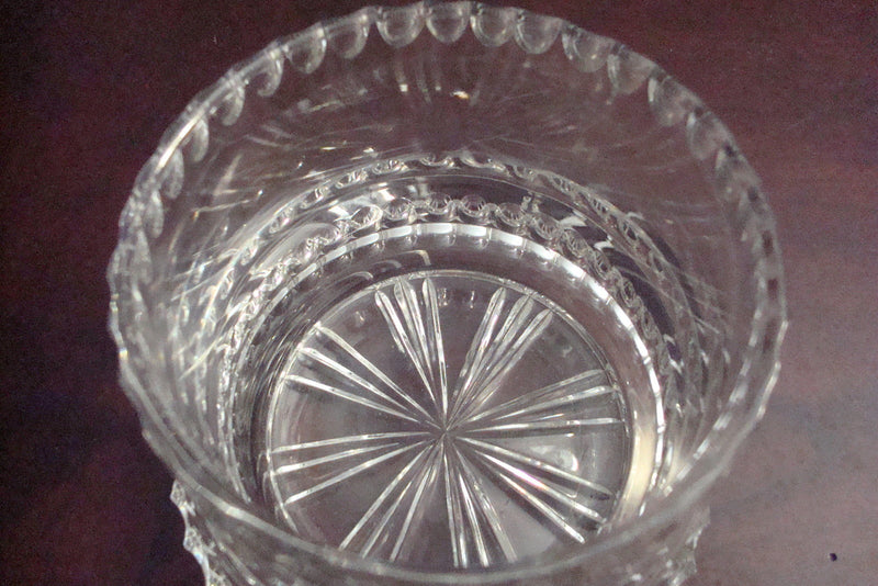 Crystal clear covered candy dish, AMERICAN brilliant period