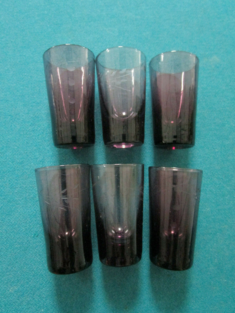CORDIAL SHOT CRYSTAL GLASSES SET GOLD ETCH PURPLE CLEAR ETCH CERAMIC PICK ONE