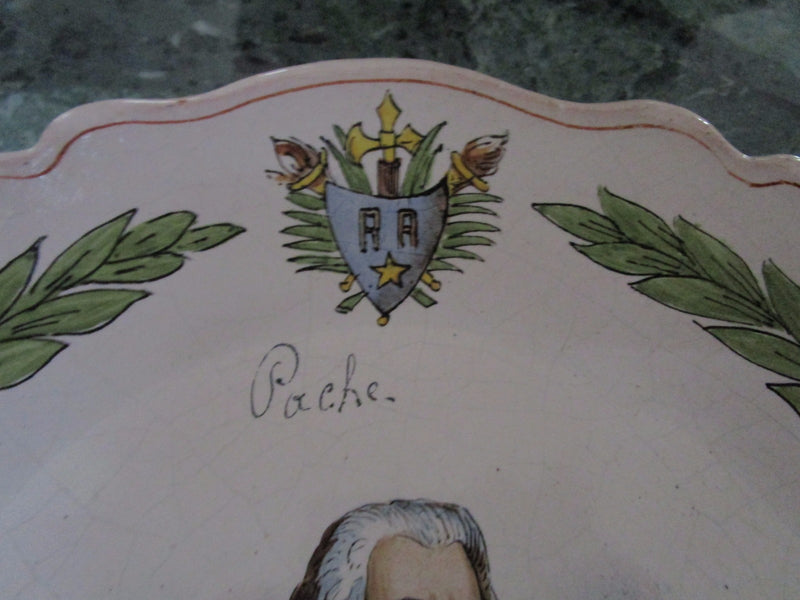FERNAND RUMÈBE (1875-1952)ANTIQUE FAIENCE FRENCH REVOLUTION PLATE PORTRAIT PACHE