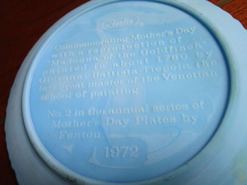 Fenton Mother's Day Milk Glass 2 Plates, Blue And White [am6]