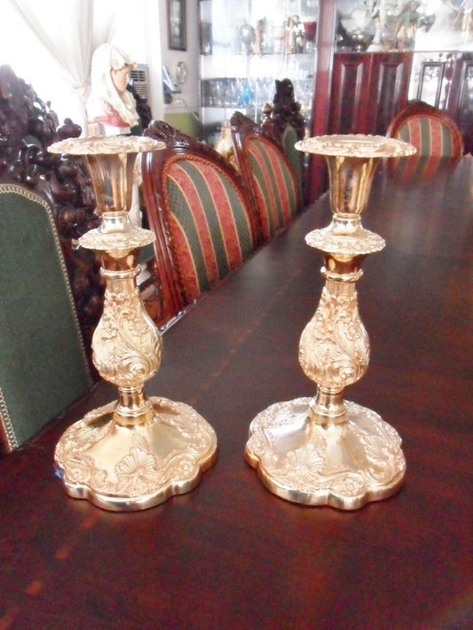 Eales Circa 1779 Faithful Reproduction Silver Plated Candle Holders Orig