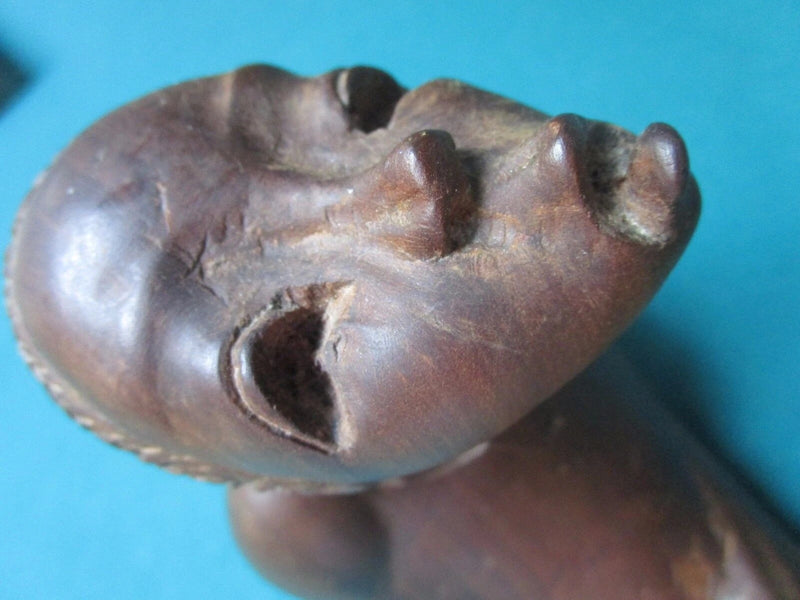 AFRICAN ARTIST B. MOUANGA WOOD sculpture "L'INQUIETE" signed, 15" HANDCARVED ^^^