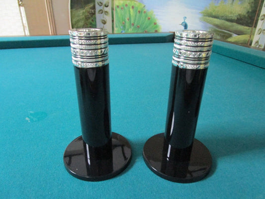“Wedgwood” Vera Wang With Love Noir PAIR Candlesticks 6" new, no box RARE