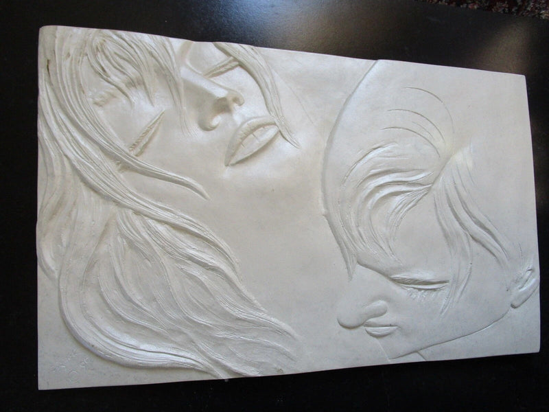 Fisher '96 Austin Production Inc. Large Wall Sculpture On Wooden Board "Lovers"