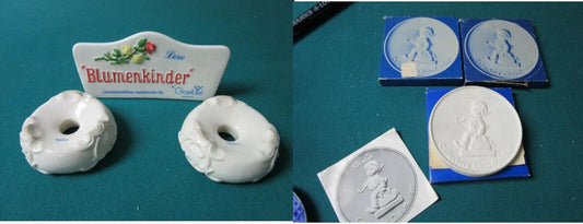 Goebel Lot Lore Blumenkinder Display Sign Misspelling Plaques Candleholders [86b