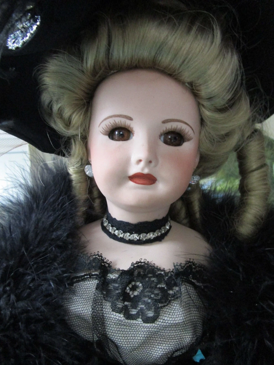 1980S Vintage Jody Abrams "Diamond Lil" 11/23 -23"- CUSTOM jewelry feathers doll