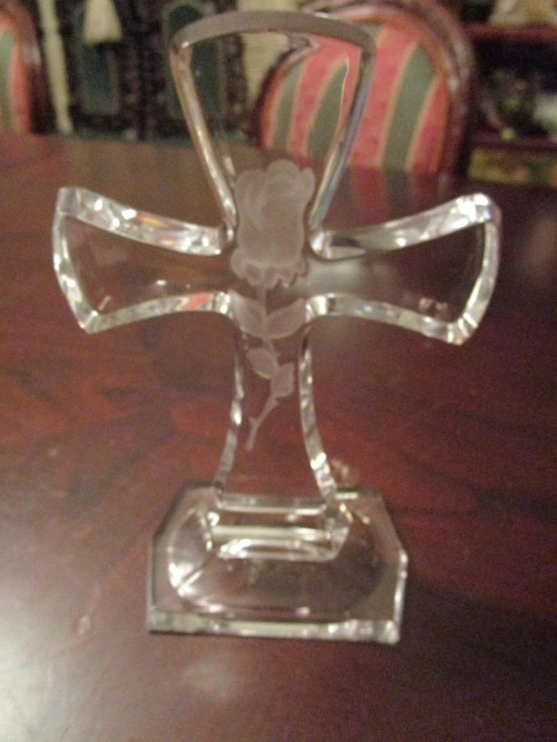 TOWLE MADE IN POLAND CRYSTAL TABLE CROSS 9" TALL [10D]