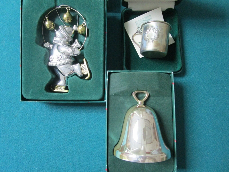 Reed & Barton Sterling / Silverplate Christmas Ornaments Snowman Bell Cup Pick1^
