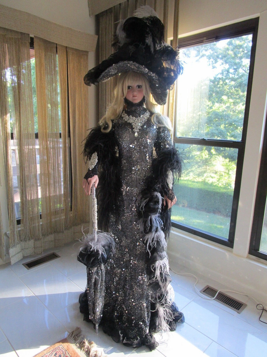 1920s DRESSED BY Rustie -Midnight Bru-, 72 " ceramic  cloth MANNEQUIN UNIQUE 1/1